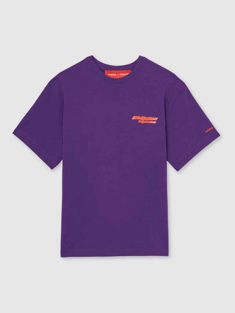 Reiss Purple Nakata McLaren F1 Team Oversize Logo T-Shirt Unisex Fit - Image 2 of 9