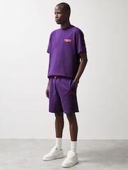Reiss Purple Nakata McLaren F1 Team Oversize Logo T-Shirt Unisex Fit - Image 3 of 9