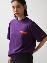 Reiss Purple Nakata McLaren F1 Team Oversize Logo T-Shirt Unisex Fit - Image 5 of 9