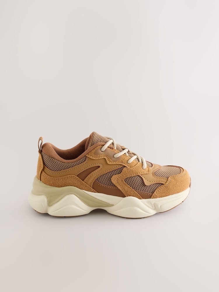 Tan Brown Standard Fit (F) Lace Up Trainers - Image 2 of 6