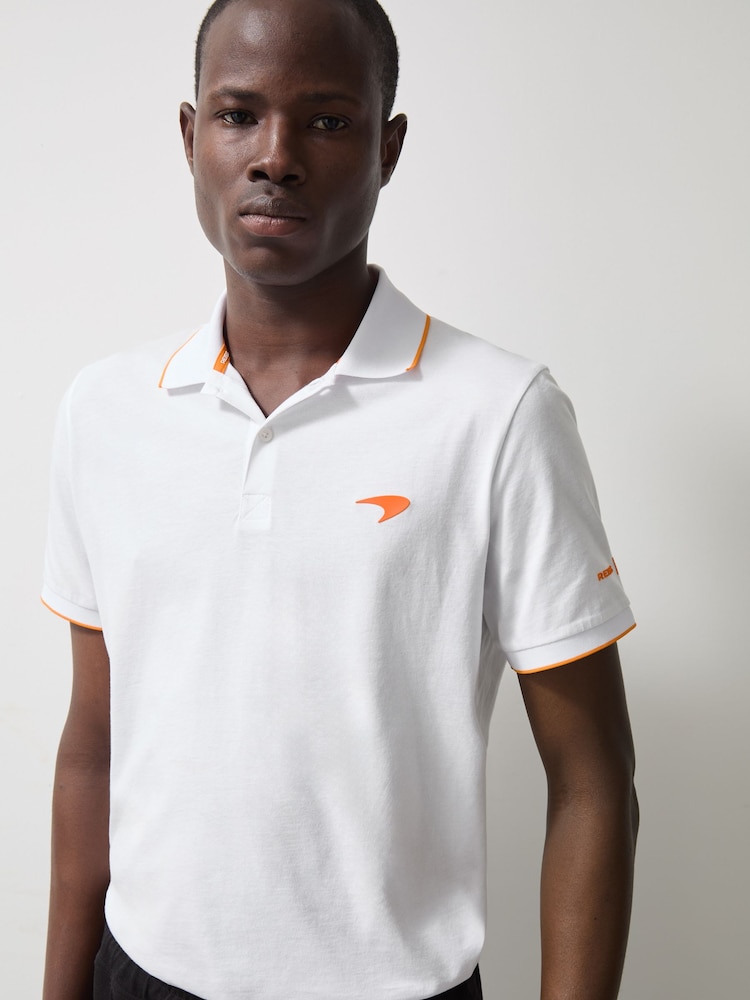 Reiss White Crypto McLaren F1 Team Cotton Polo Shirt - Image 1 of 9