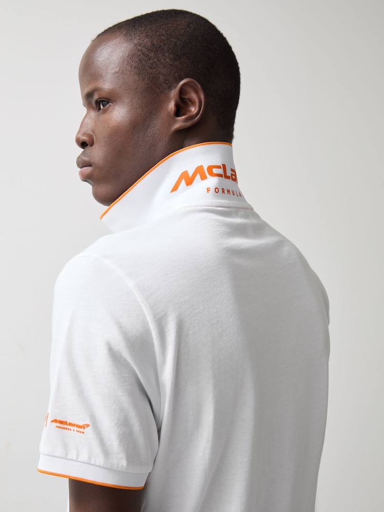 Reiss White Crypto McLaren F1 Team Cotton Polo Shirt - Image 4 of 9