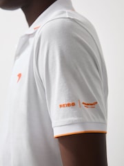 Reiss White Crypto McLaren F1 Team Cotton Polo Shirt - Image 6 of 9
