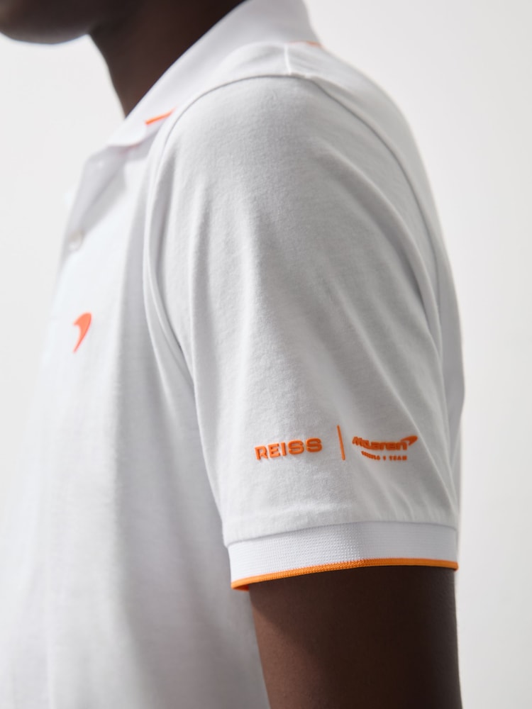 Reiss White Crypto McLaren F1 Team Cotton Polo Shirt - Image 6 of 9