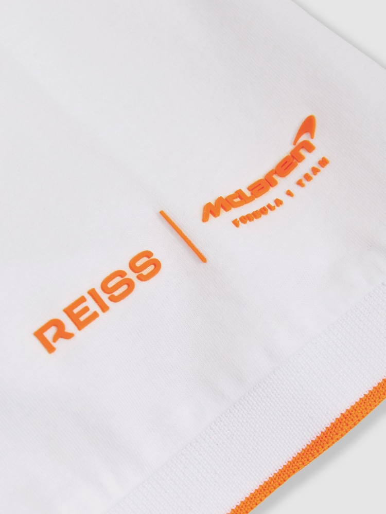 Reiss White Crypto McLaren F1 Team Cotton Polo Shirt - Image 7 of 9
