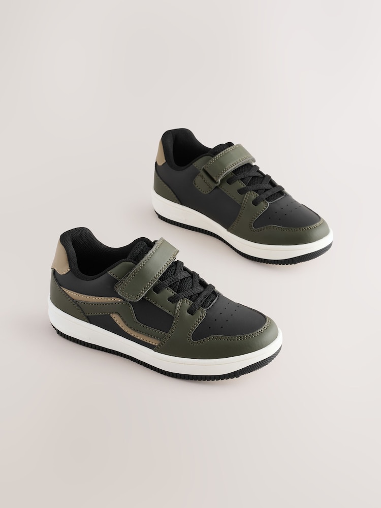 Black/Khaki Elastic Lace Trainers - Image 1 of 6