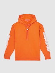 Reiss Papaya Orange Zak McLaren F1 Team Oversize Toggle Hoodie Unisex Fit - Image 1 of 7
