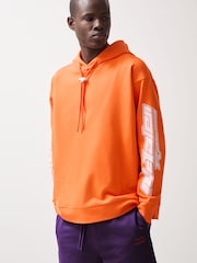 Reiss Papaya Orange Zak McLaren F1 Team Oversize Toggle Hoodie Unisex Fit - Image 2 of 7