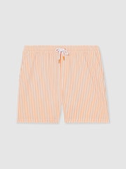 Reiss Orange/White Bay Seersucker Stripe Swim Shorts - Image 2 of 6