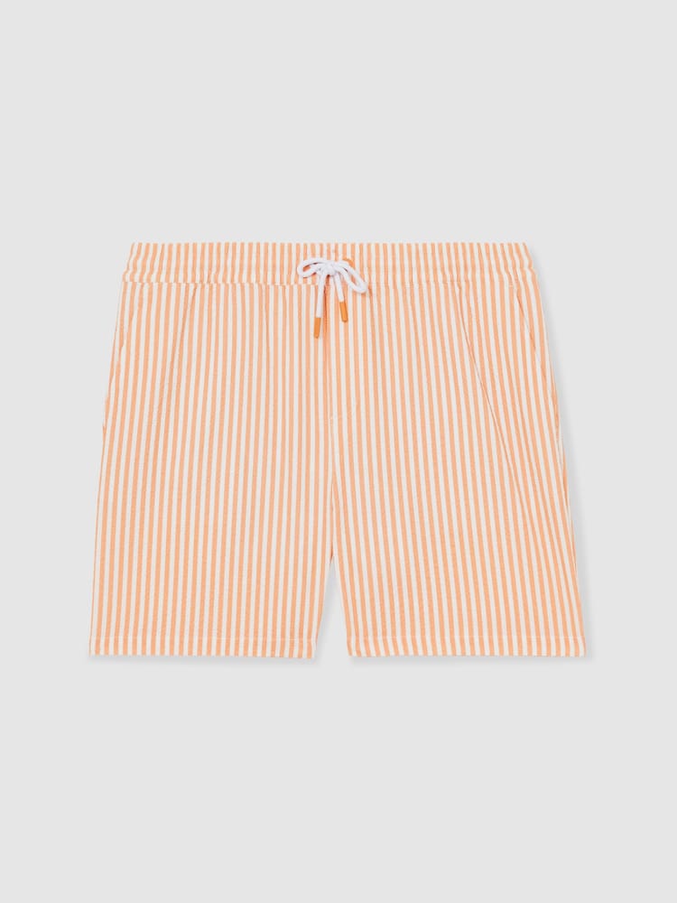 Reiss Orange/White Bay Seersucker Stripe Swim Shorts - Image 2 of 6