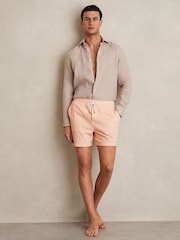 Reiss Orange/White Bay Seersucker Stripe Swim Shorts - Image 3 of 6
