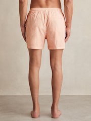 Reiss Orange/White Bay Seersucker Stripe Swim Shorts - Image 5 of 6