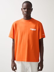 Reiss Papaya Orange Nakata McLaren F1 Team Oversize Logo T-Shirt Unisex Fit - Image 1 of 9