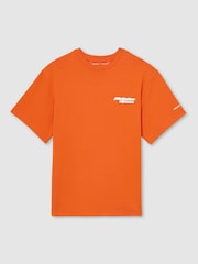 Reiss Papaya Orange Nakata McLaren F1 Team Oversize Logo T-Shirt Unisex Fit - Image 2 of 9