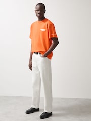 Reiss Papaya Orange Nakata McLaren F1 Team Oversize Logo T-Shirt Unisex Fit - Image 3 of 9
