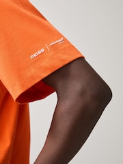 Reiss Papaya Orange Nakata McLaren F1 Team Oversize Logo T-Shirt Unisex Fit - Image 4 of 9