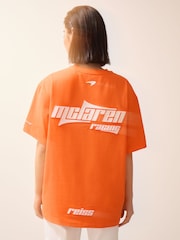 Reiss Papaya Orange Nakata McLaren F1 Team Oversize Logo T-Shirt Unisex Fit - Image 6 of 9