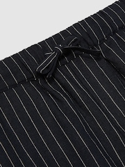 Reiss Navy Stripe Fraser Linen Blend Drawstring Shorts - Image 4 of 4