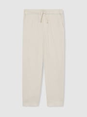 Reiss Stone Andros Linen-Blend Drawstring Trousers - Image 1 of 4