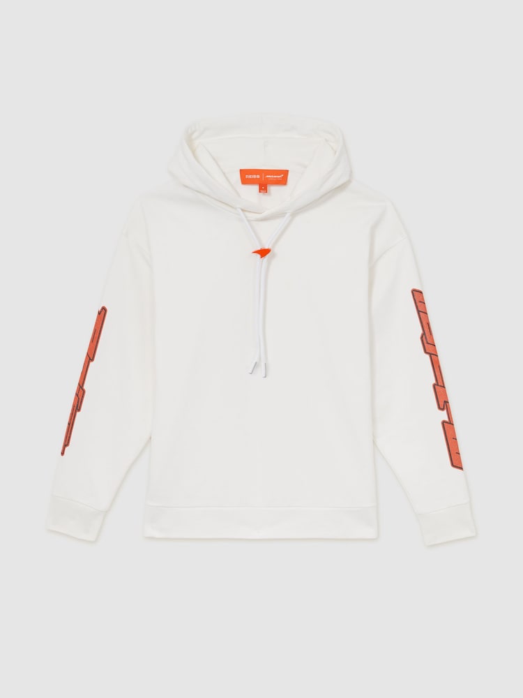 Reiss White Zak McLaren F1 Team Oversize Toggle Hoodie Unisex Fit - Image 2 of 10