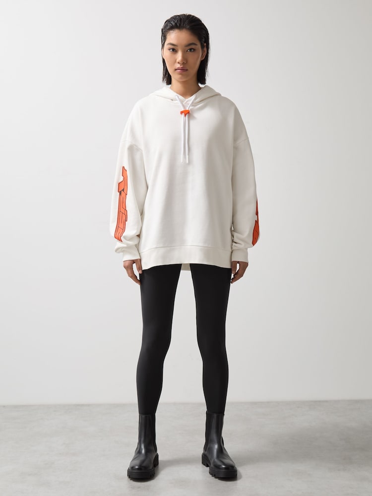 Reiss White Zak McLaren F1 Team Oversize Toggle Hoodie Unisex Fit - Image 5 of 10