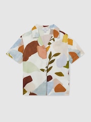 Reiss Multi Tommi Printed Cuban Collar Shirt - Image 1 of 4