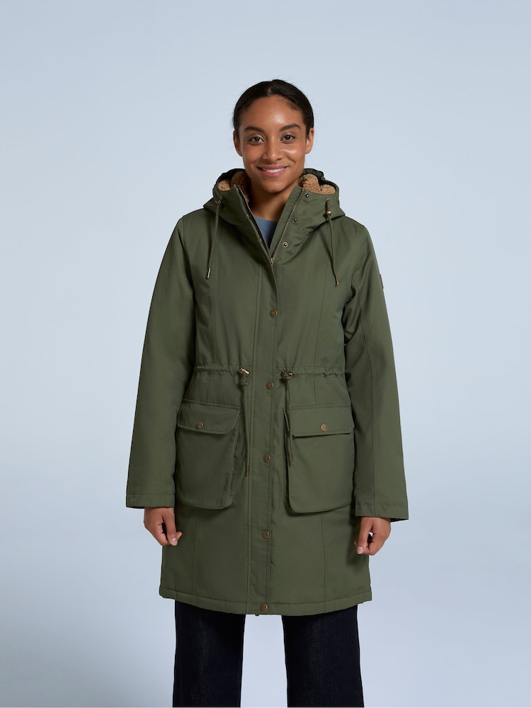 Animal Green Agnes Womens Borg Lined Parka Jacket - Image 1 of 4