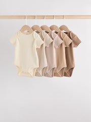 Cream Baby Short Sleeve Bodysuits 5 Pack - Image 1 of 15