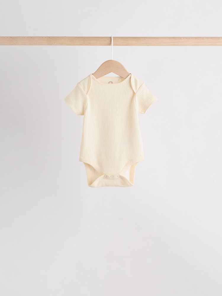 Cream Baby Short Sleeve Bodysuits 5 Pack - Image 2 of 15
