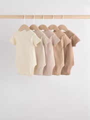 Cream Baby Short Sleeve Bodysuits 5 Pack - Image 8 of 15
