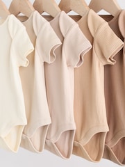 Cream Baby Short Sleeve Bodysuits 5 Pack - Image 9 of 15