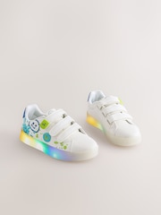 White Happy Face Light Up Touch Fastening Trainers - Image 1 of 8