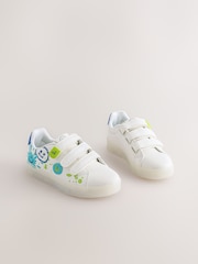 White Happy Face Light Up Touch Fastening Trainers - Image 2 of 8