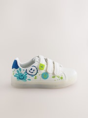 White Happy Face Light Up Touch Fastening Trainers - Image 3 of 8