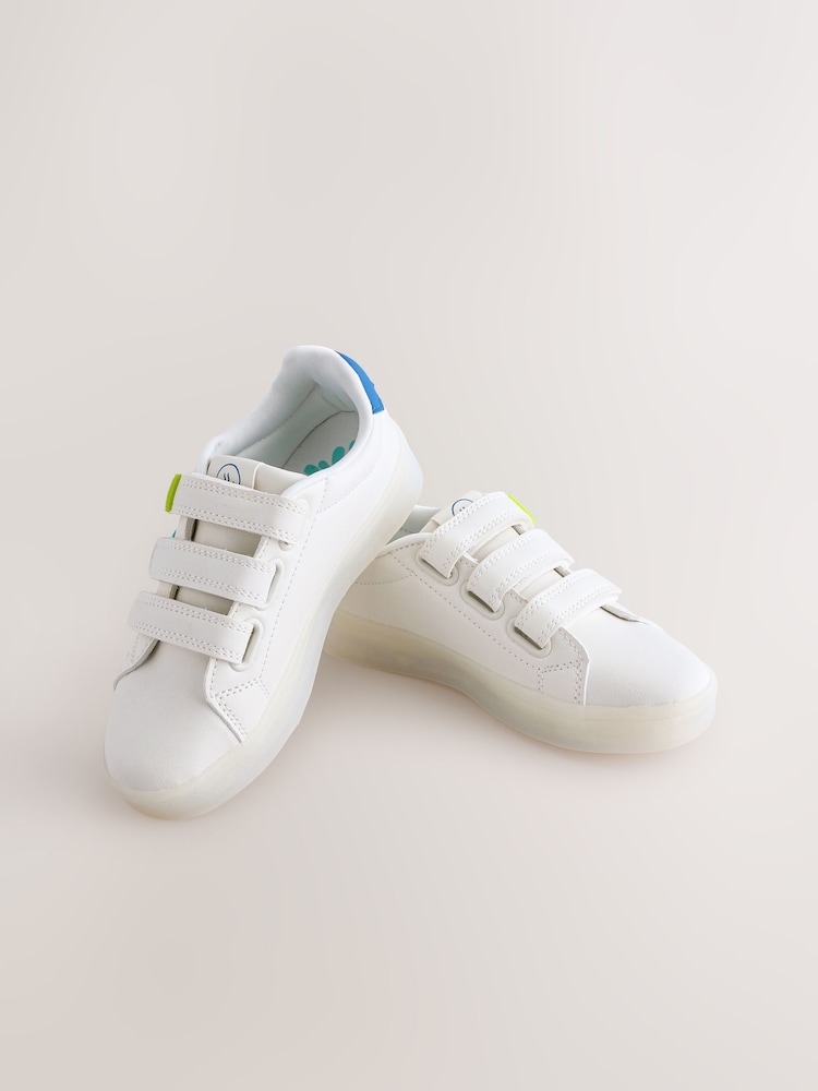 White Happy Face Light Up Touch Fastening Trainers - Image 8 of 8