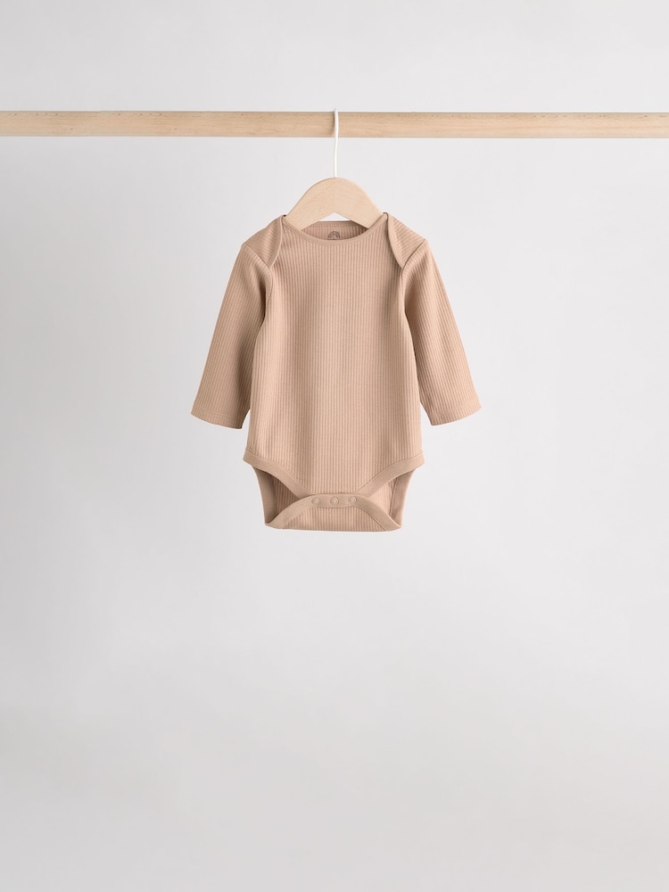 Cream Baby Long Sleeve Bodysuits 5 Pack - Image 2 of 15