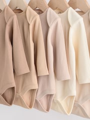 Cream Baby Long Sleeve Bodysuits 5 Pack - Image 9 of 15