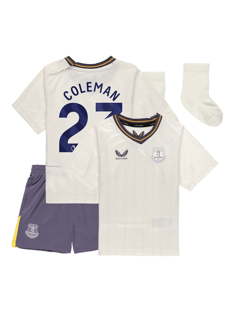 Castore White Everton Third Baby Kit 2024-25 Coleman 23 Football Shirt - Image 3 of 3