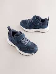 Navy Blue Touch Fastening Elastic Lace Trainers - Image 1 of 6