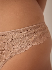 Black/White/Praline Nude Thong No VPL Lace Back Briefs 3 Pack - Image 6 of 13