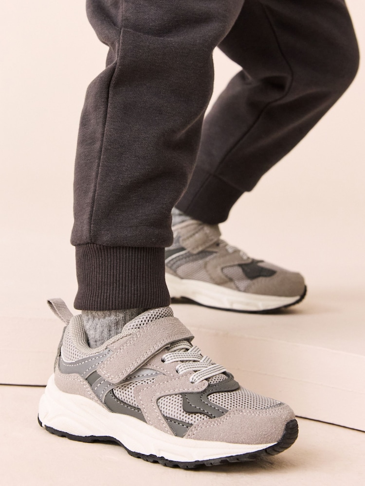 Grey Touch Fastening Elastic Lace Trainers - Image 1 of 8