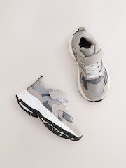 Grey Touch Fastening Elastic Lace Trainers - Image 6 of 8