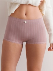 Ecru/Pink Short Seamfree Pointelle Knickers 3 Pack - Image 5 of 13