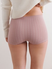 Ecru/Pink Short Seamfree Pointelle Knickers 3 Pack - Image 6 of 13
