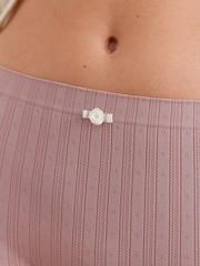 Ecru/Pink Short Seamfree Pointelle Knickers 3 Pack - Image 8 of 13