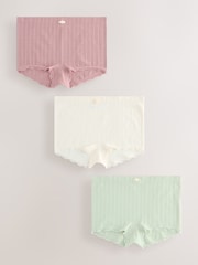 Ecru/Pink Short Seamfree Pointelle Knickers 3 Pack - Image 9 of 13