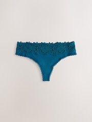 Blue/Pink Thong Lacetop Rib Knickers 3 Pack - Image 7 of 11