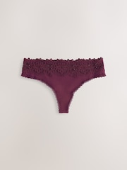 Blue/Pink Thong Lacetop Rib Knickers 3 Pack - Image 8 of 11
