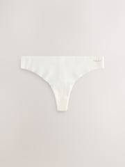 Cream/Pink/Black Thong Cotton Rich No VPL Knickers 3 Pack - Image 10 of 12