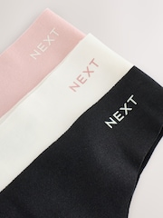Cream/Pink/Black Thong Cotton Rich No VPL Knickers 3 Pack - Image 11 of 12